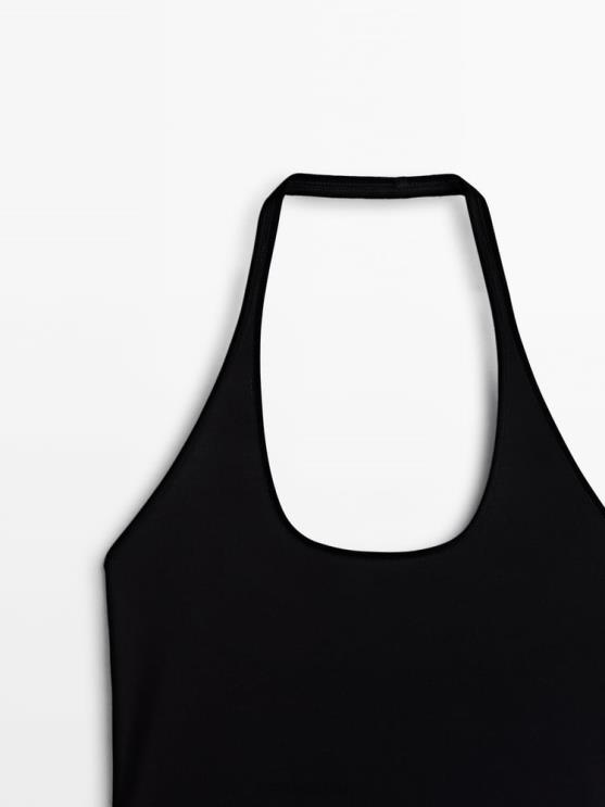 moterys Zara Medvilninis apynasris su kvadratine iškirpte juodas apranga 4N488852