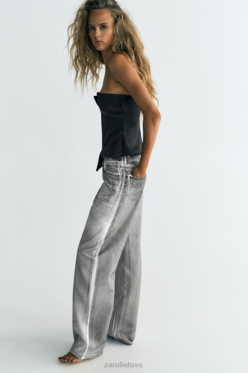 moterys Zara Satino efekto viršus be petnešėlių juodas apranga 4N488277