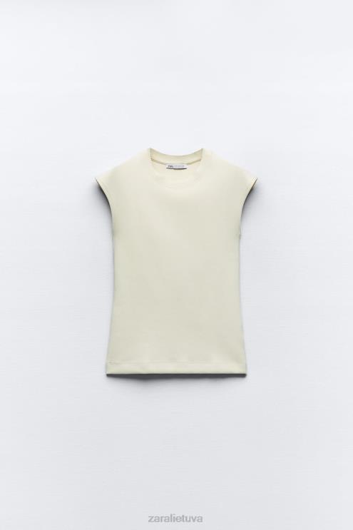 moterys Zara aptemptas briaunotas viršus ekru apranga 4N488251