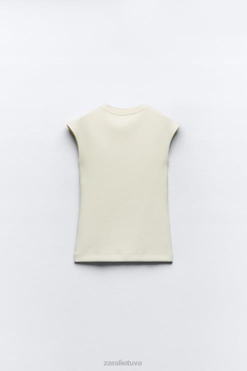 moterys Zara aptemptas briaunotas viršus ekru apranga 4N488251