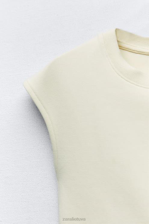moterys Zara aptemptas briaunotas viršus ekru apranga 4N488251