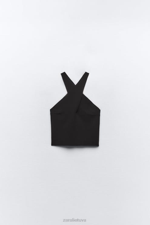 moterys Zara apvyniokite megztą apynasrią viršų juodas apranga 4N488276