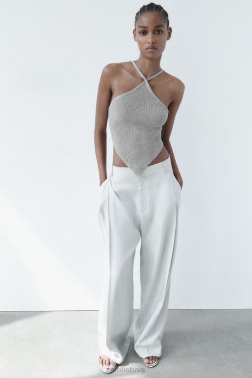 moterys Zara atvira nugara trikotažas sidabras apranga 4N488279