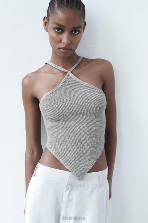 moterys Zara atvira nugara trikotažas sidabras apranga 4N488279