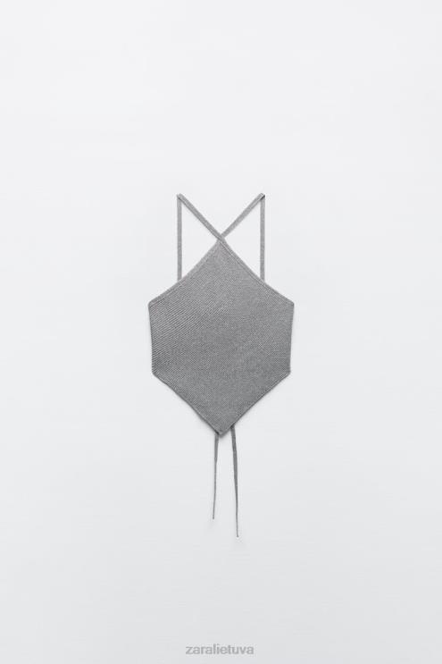 moterys Zara atvira nugara trikotažas sidabras apranga 4N488279