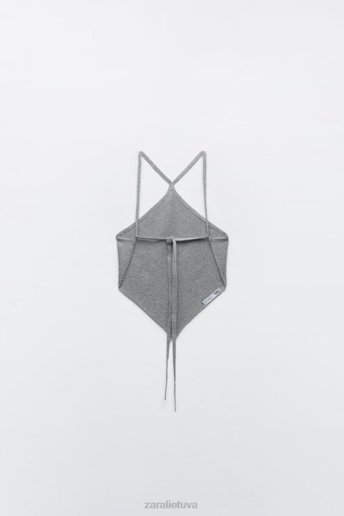 moterys Zara atvira nugara trikotažas sidabras apranga 4N488279