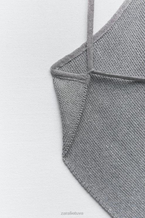 moterys Zara atvira nugara trikotažas sidabras apranga 4N488279