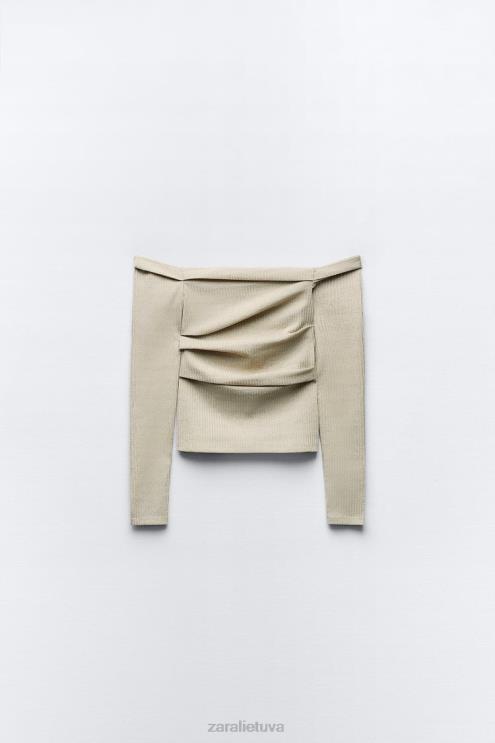 moterys Zara bando viršus su metaliniais siūlais auksinis apranga 4N488248