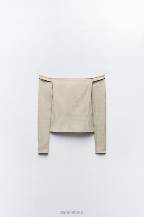 moterys Zara bando viršus su metaliniais siūlais auksinis apranga 4N488248