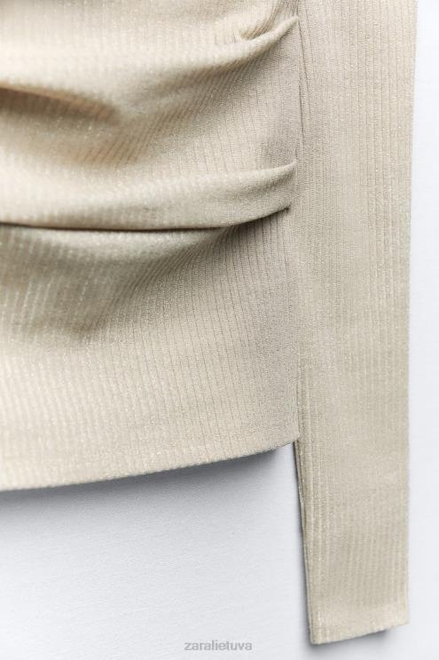 moterys Zara bando viršus su metaliniais siūlais auksinis apranga 4N488248