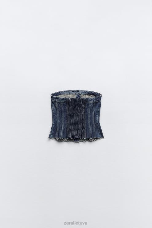 moterys Zara džinsinio trf korseto viršus mėlyna apranga 4N488281
