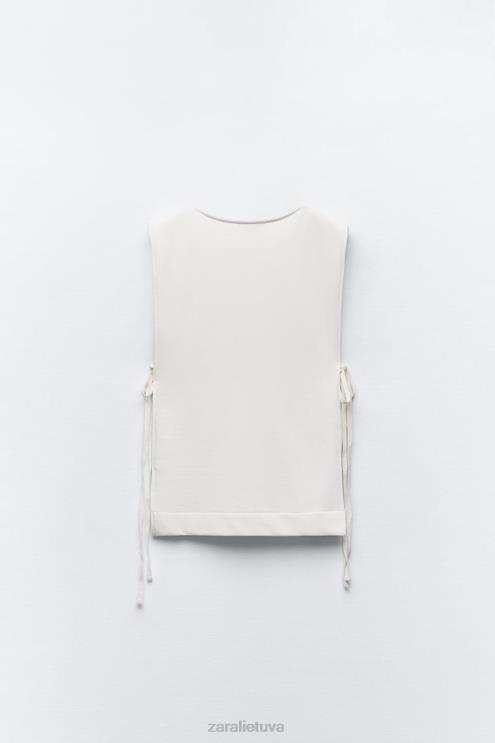 moterys Zara kontrastingos folijos liemenė ekru apranga 4N488252
