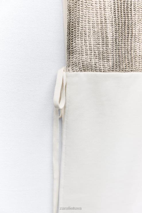 moterys Zara kontrastingos folijos liemenė ekru apranga 4N488252