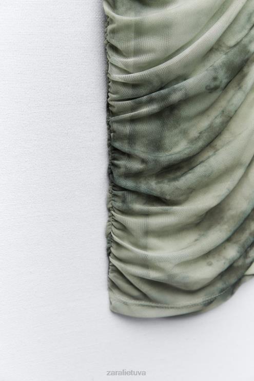 moterys Zara margintas tiulio viršus žalumynai apranga 4N488260