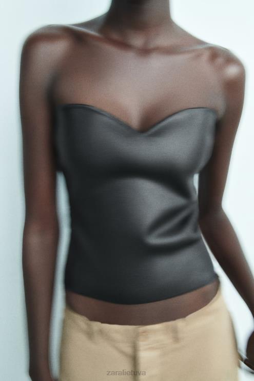 moterys Zara megztas krūtinkaulis juodas apranga 4N488267