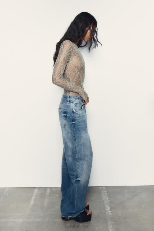 moterys Zara nėriniuotas bodis šviesus chaki apranga 4N488269