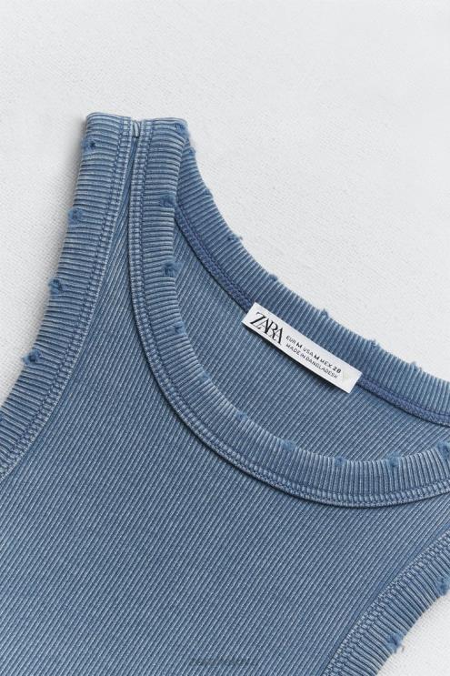 moterys Zara nuplautas briaunotas bako viršus mėlyna apranga 4N488274