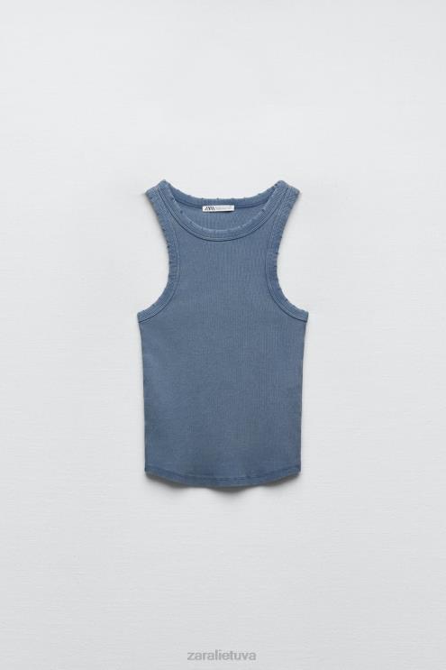 moterys Zara nuplautas briaunotas bako viršus mėlyna apranga 4N488274