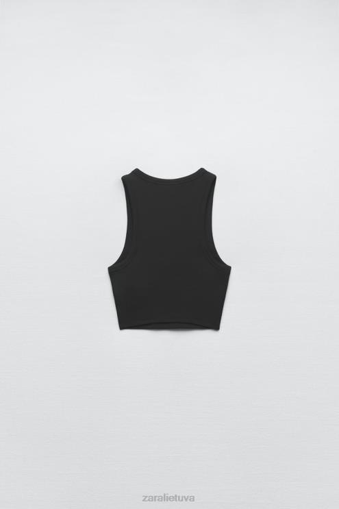 moterys Zara pagrindinis briaunos viršus juodas apranga 4N488273