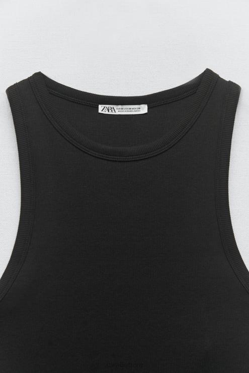 moterys Zara pagrindinis briaunos viršus juodas apranga 4N488273