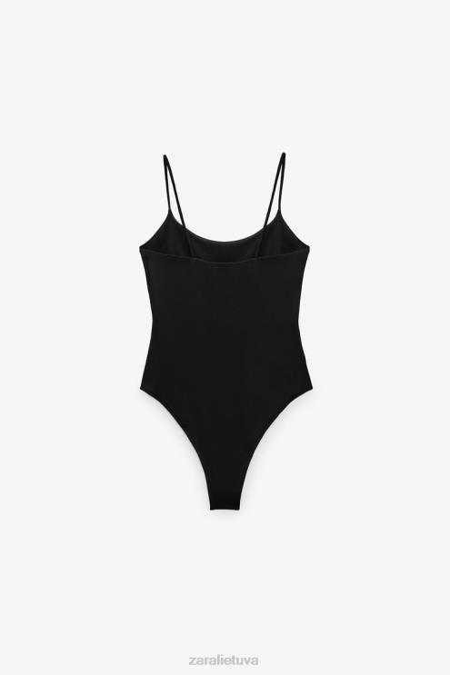 moterys Zara petnešėlėtas bodis juodas apranga 4N488283