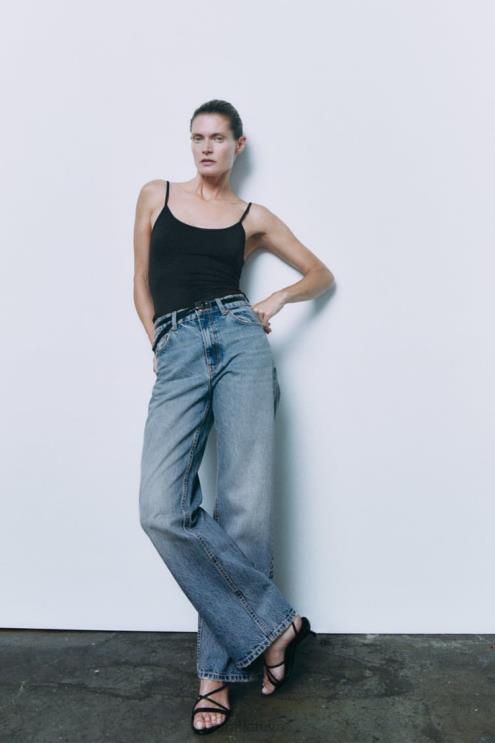 moterys Zara spagečių juostele elastingas viršus juodas apranga 4N488876