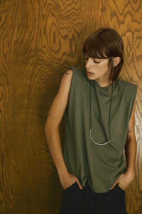 moterys Zara viršus ant pečių chaki apranga 4N488253