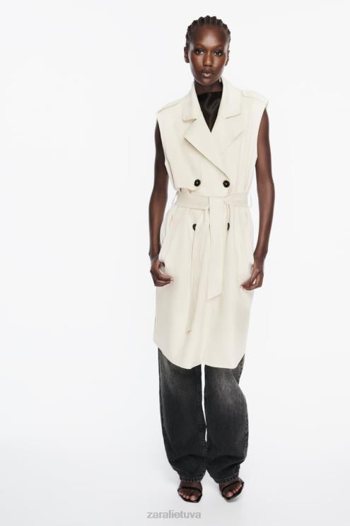 moterys Zara dirbtinės zomšos ilga liemenė ekru apranga 4N488208