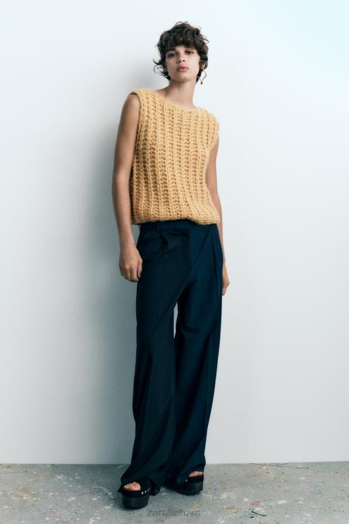 moterys Zara kirpta megzta liemenė garstyčios apranga 4N488196