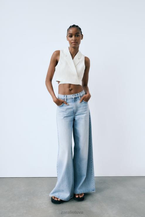 moterys Zara lino mišinio pritaikyta liemenė austrių baltumo apranga 4N488221