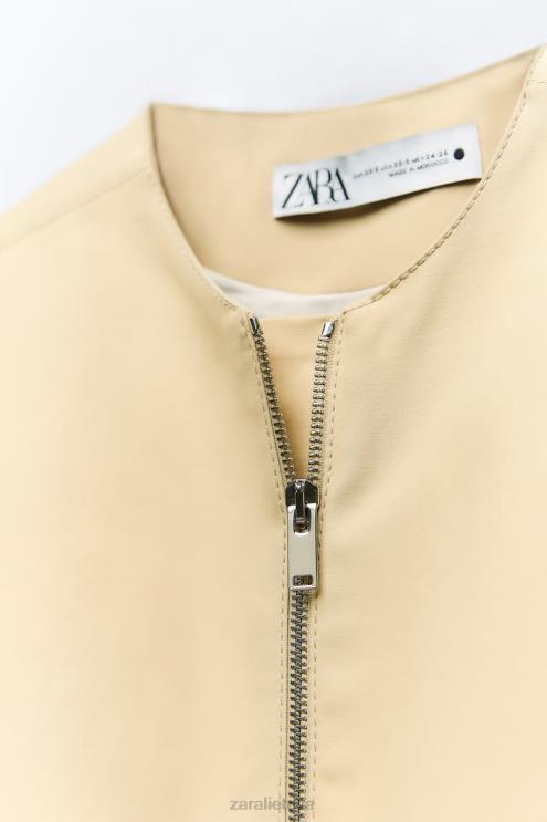 moterys Zara medvilninė liemenė taupiai ruda apranga 4N488216