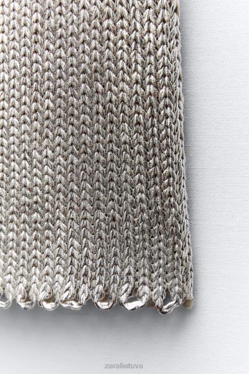 moterys Zara metalinė megzta liemenė sidabras apranga 4N488213