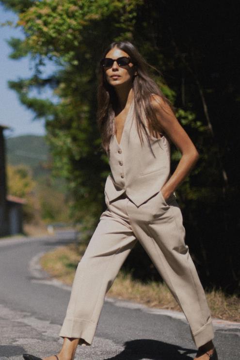 moterys Zara mišrios juostos liemenė taupiai ruda apranga 4N488191