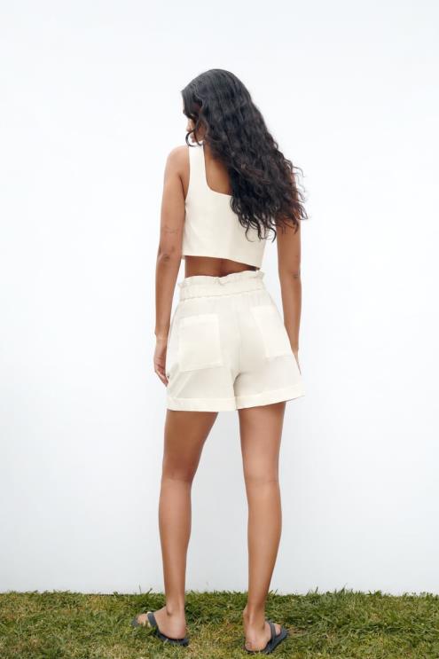 moterys Zara mieloji iškirptė sutrumpinta liemenė baltas apranga 4N488220