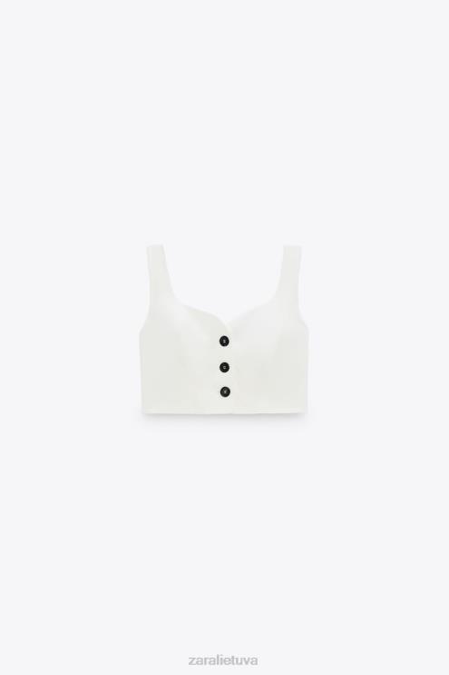 moterys Zara mieloji iškirptė sutrumpinta liemenė baltas apranga 4N488220
