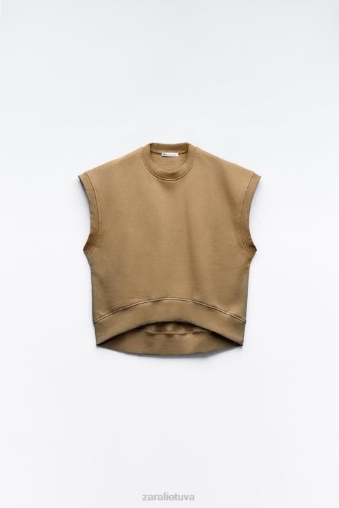 moterys Zara pliušinė liemenė chaki apranga 4N488193