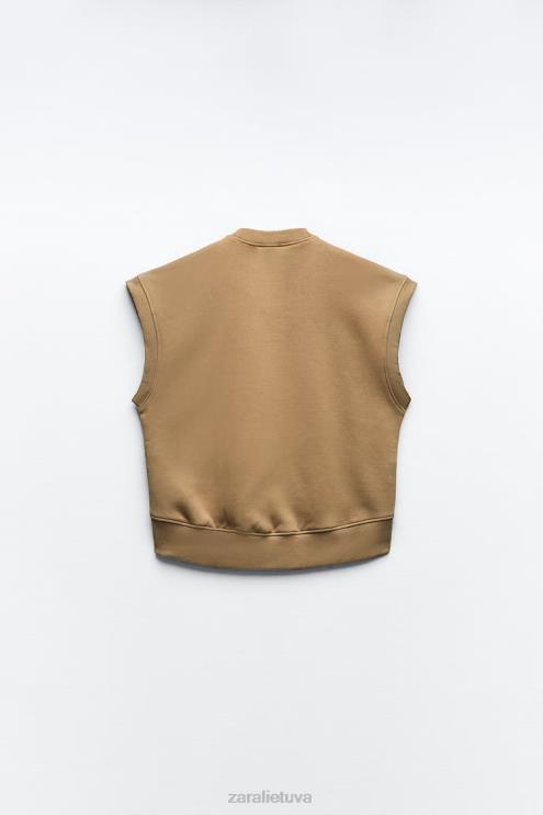 moterys Zara pliušinė liemenė chaki apranga 4N488193