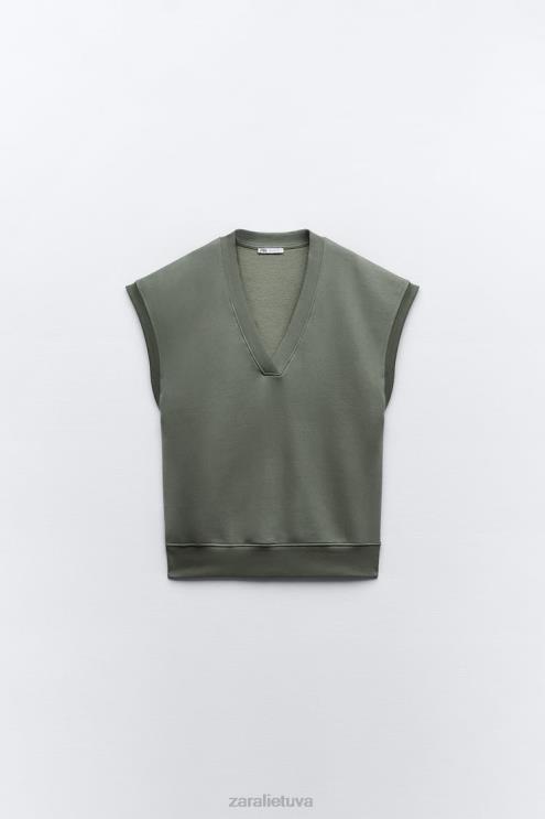 moterys Zara pliušinė liemenė chaki apranga 4N488202