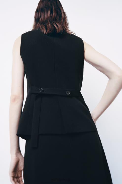 moterys Zara prisegama sagomis liemenė juodas apranga 4N488201