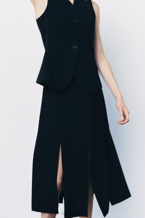 moterys Zara prisegama sagomis liemenė juodas apranga 4N488201