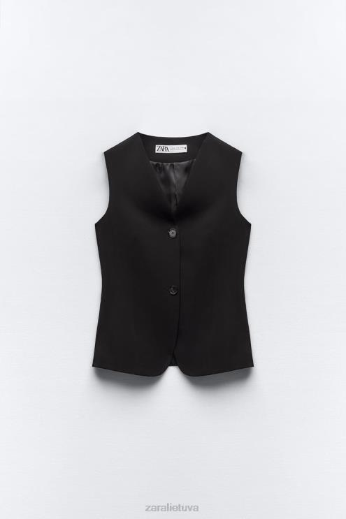 moterys Zara prisegama sagomis liemenė juodas apranga 4N488201