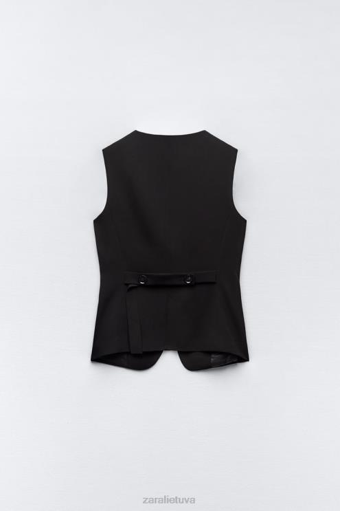 moterys Zara prisegama sagomis liemenė juodas apranga 4N488201