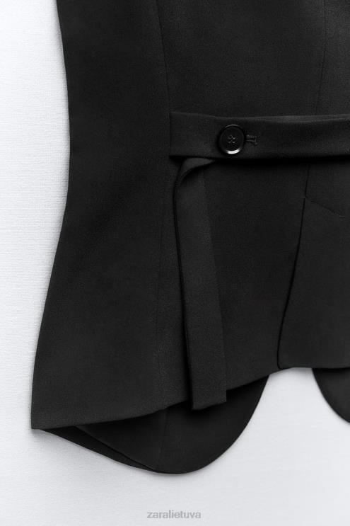 moterys Zara prisegama sagomis liemenė juodas apranga 4N488201
