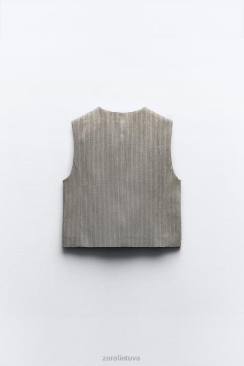 moterys Zara silkės liemenė pilkas marlas apranga 4N488218