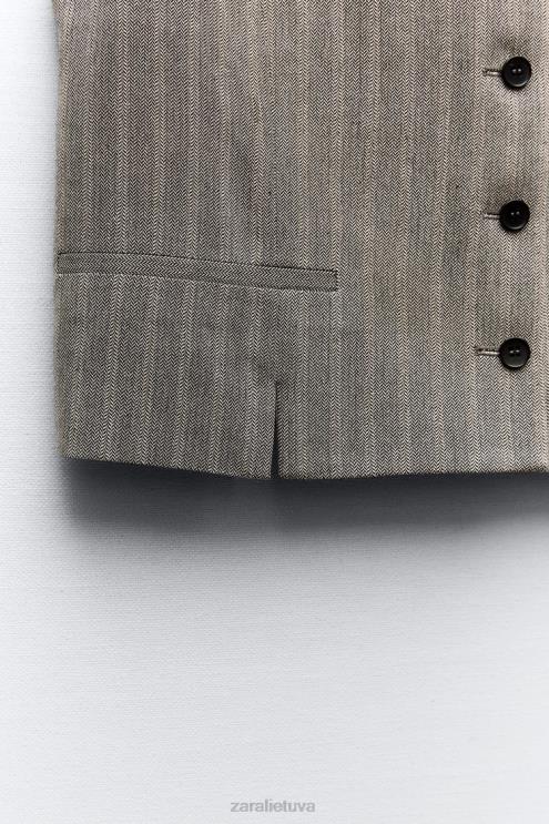 moterys Zara silkės liemenė pilkas marlas apranga 4N488218