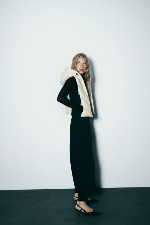 moterys Zara vandeniui atstumianti vėjo apsaugos liemenė juoda balta apranga 4N488199