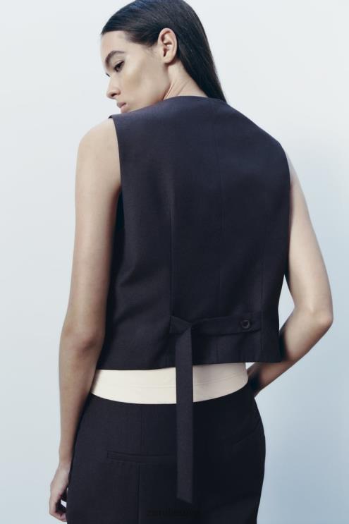 moterys Zara zw kolekcijos asimetrinė liemenė tamsiai mėlyna apranga 4N488188