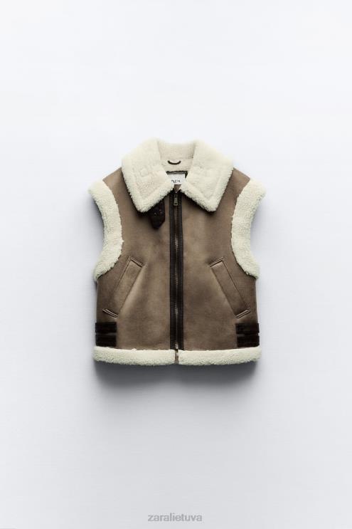 moterys Zara zw kolekcijos dvipusė liemenė ruda/tape apranga 4N488190