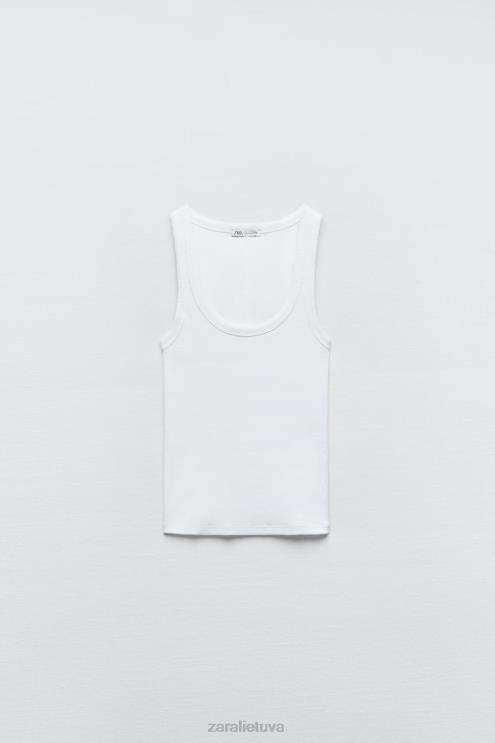 moterys Zara briaunotas bako viršus baltas apranga 4N488467