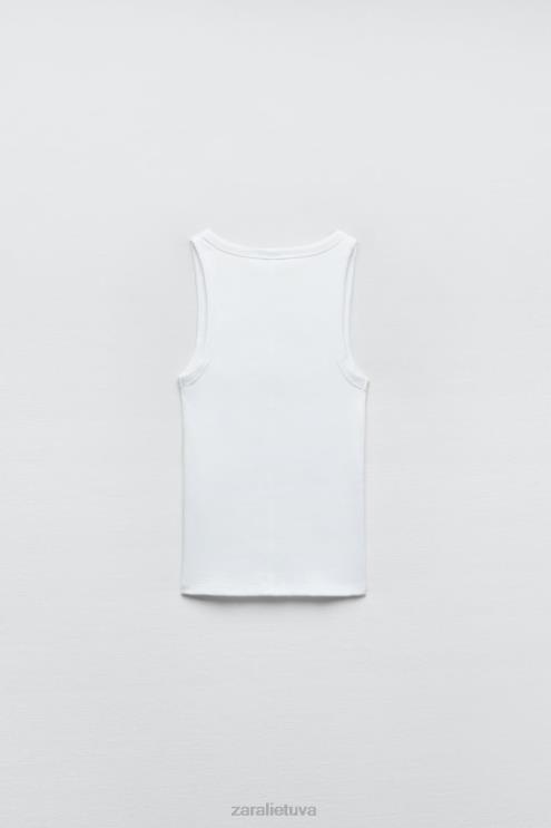 moterys Zara briaunotas bako viršus baltas apranga 4N488467
